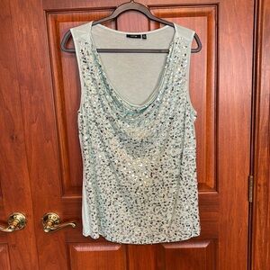Apt. 9 teal green sleeveless sequin top size XL